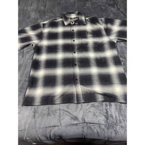 Lowrider Mens XL Shadow Plaid Short Sleeve Button Up Shirt Black Grey Est 1971